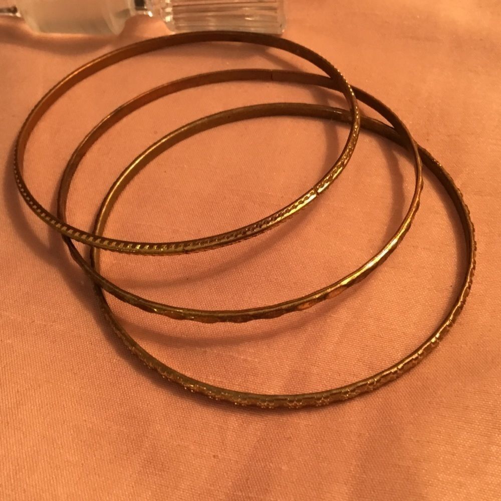 Goldtone Set of 3 Bangle Bracelets - Picture 5 of 5